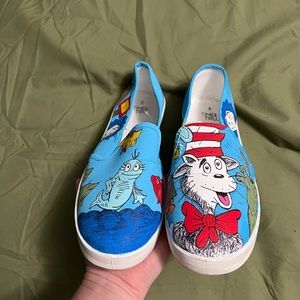 Dr seuss hand painted shoes cat in the hat